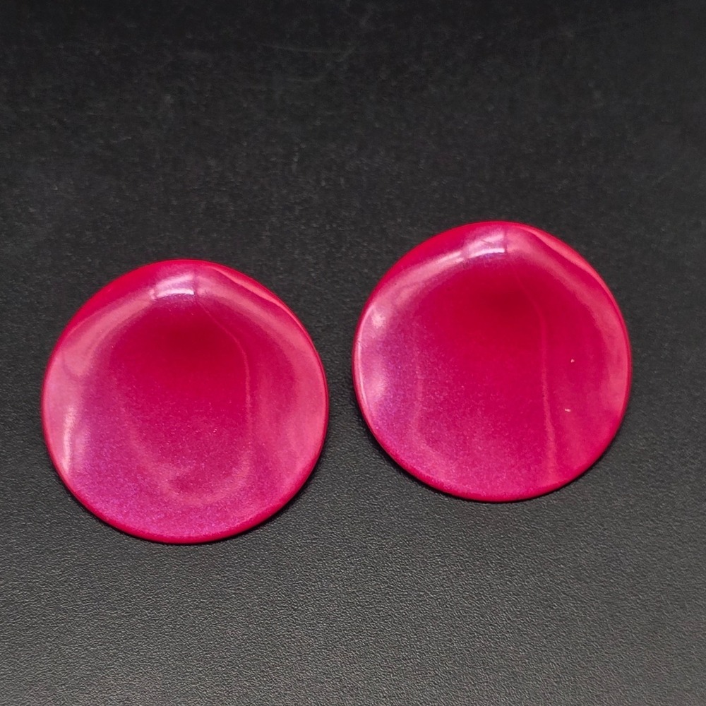 Avon 1986 Neon Brights Pink Earrings Enameled Metal Round 1980s Vintage